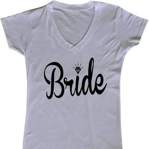 NEW P&B Wedding Bride Women's V-Neck White Large